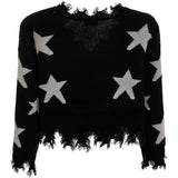 White Stars V-neck Distressed Sweater - Denny's