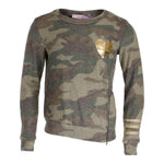 Camo Hacci Top with Gold Zipper and Heart - Denny's