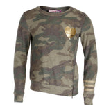 Camo Hacci Top with Gold Zipper and Heart - Denny's
