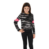 Tie Dye Top with Neon Pink Elbow Cutouts - Denny's