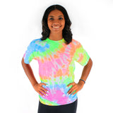 Short Sleeve Neon Rainbow Tie Dye Crew - Denny's