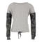 Waffle Sweater with Camo Sleeves Tie Waist - Denny's