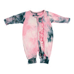 Pink & Black Tie Dye Ruffle Unionsuit - Denny's