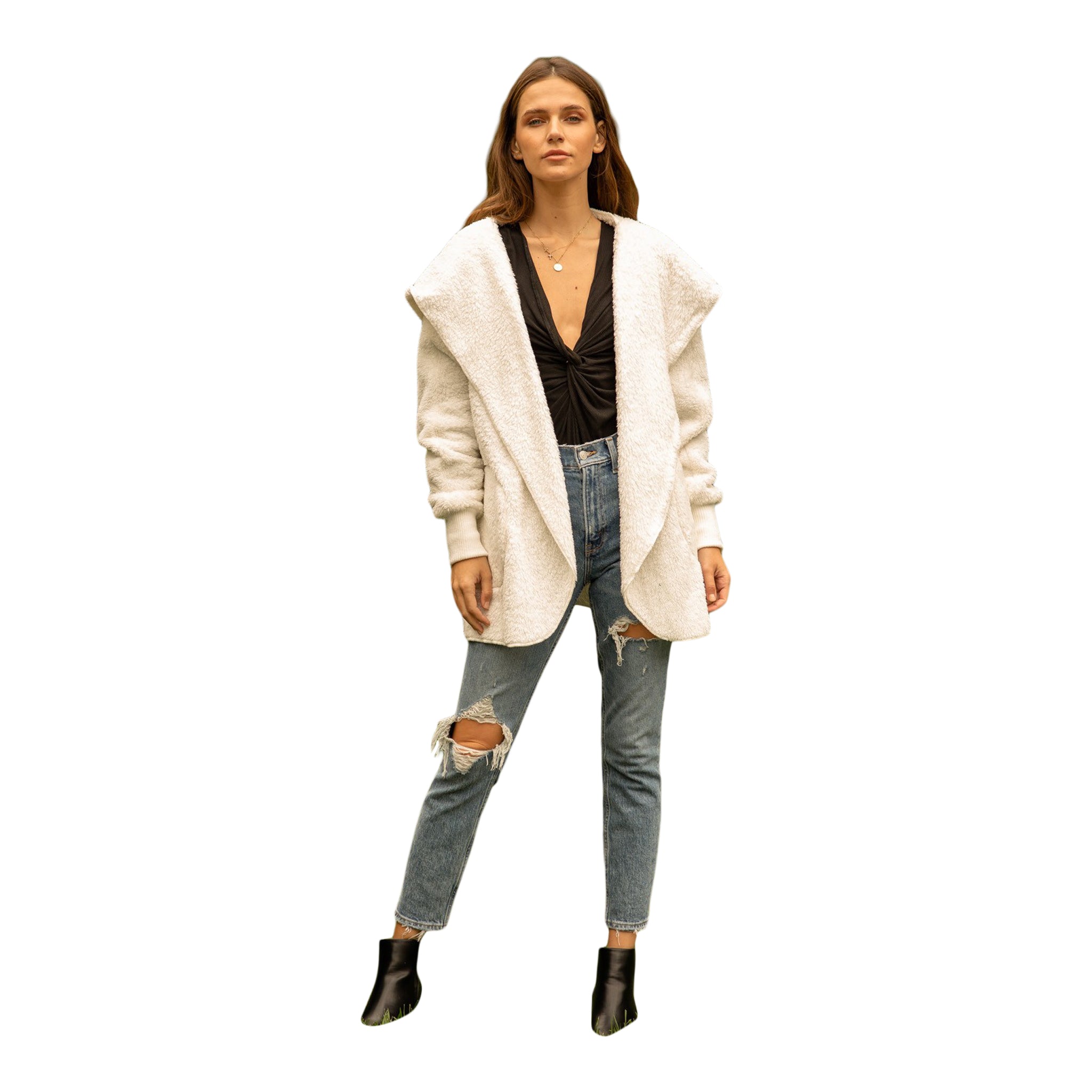 Fuzzy Open Cardigan - Denny's