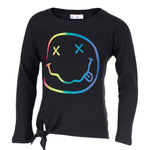 Long Sleeve Top with Side Tie & Neon Rock n Roll Smiley - Denny's