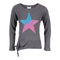 Long Sleeve Side Tie Top with Ombre Star - Denny's