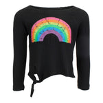 Long Sleeve Side Tie Top with Rainbow - Denny's