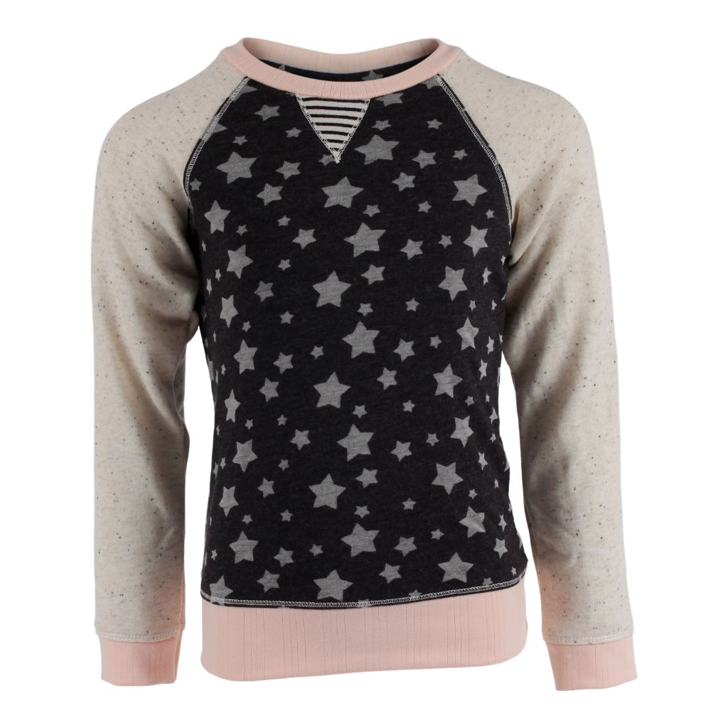 Long Sleeve Iggy V Insert Sweatshirt with Stars All Over - Denny's
