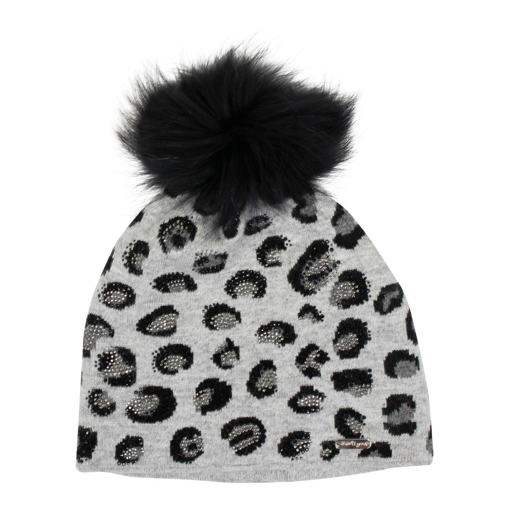 Leopard Crystal Hat with Black Pom - Fits Size 7-14 - Denny's