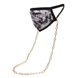 Black and White Tie Dye Mask with Gold Chain Adult - Denny's