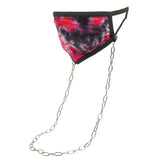 Pink Tie Dye Face Adult Mask with Silver Chain - Denny's