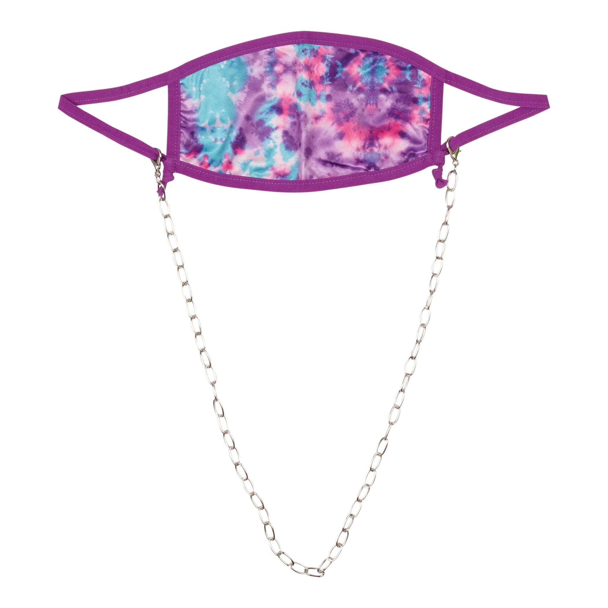 Adult Mask Rainbow Tie Dye with Silver Chain - Denny's