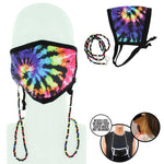 Rainbow Tie Dye Mask with Beaded Chain Adult Mask - Denny's