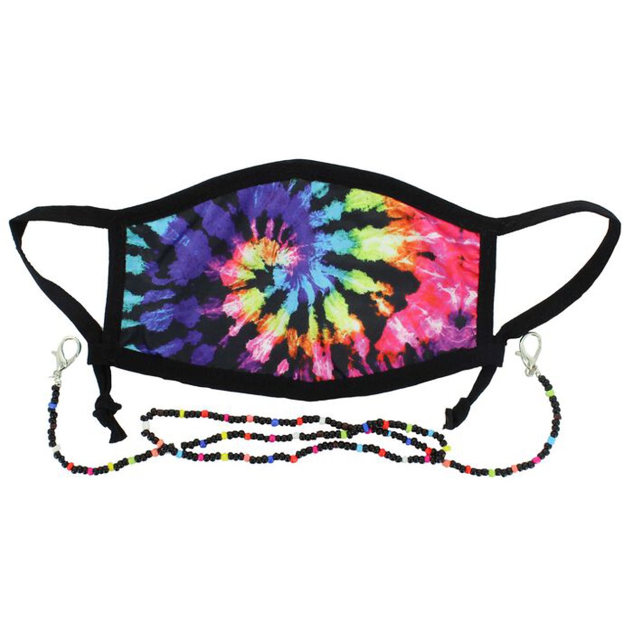 Rainbow Tie Dye Mask with Beaded Chain Adult Mask - Denny's