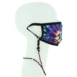 Rainbow Tie Dye Mask with Beaded Chain Adult Mask - Denny's