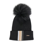 Black Beanie with Metallic Stripe & Black Pom - Fits Sizes 7-14 - Denny's