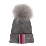 Grey Hat with Silver Pom & Pink Taping - Fits Sizes 7-14 - Denny's