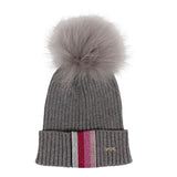 Grey Hat with Silver Pom & Pink Taping - Fits Sizes 7-14 - Denny's