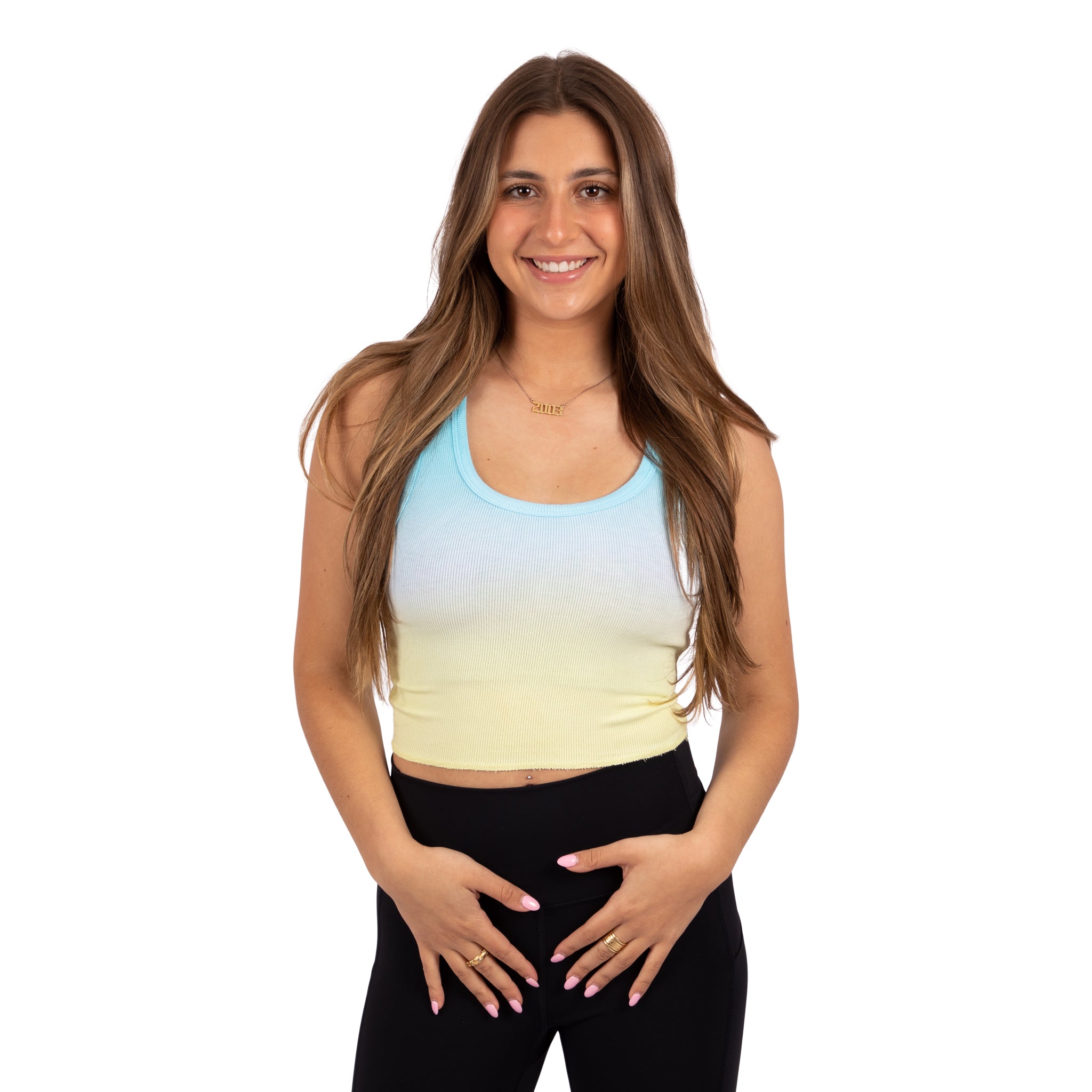 Livi Turq Lemon Dip Dye Crop Tank - Denny's
