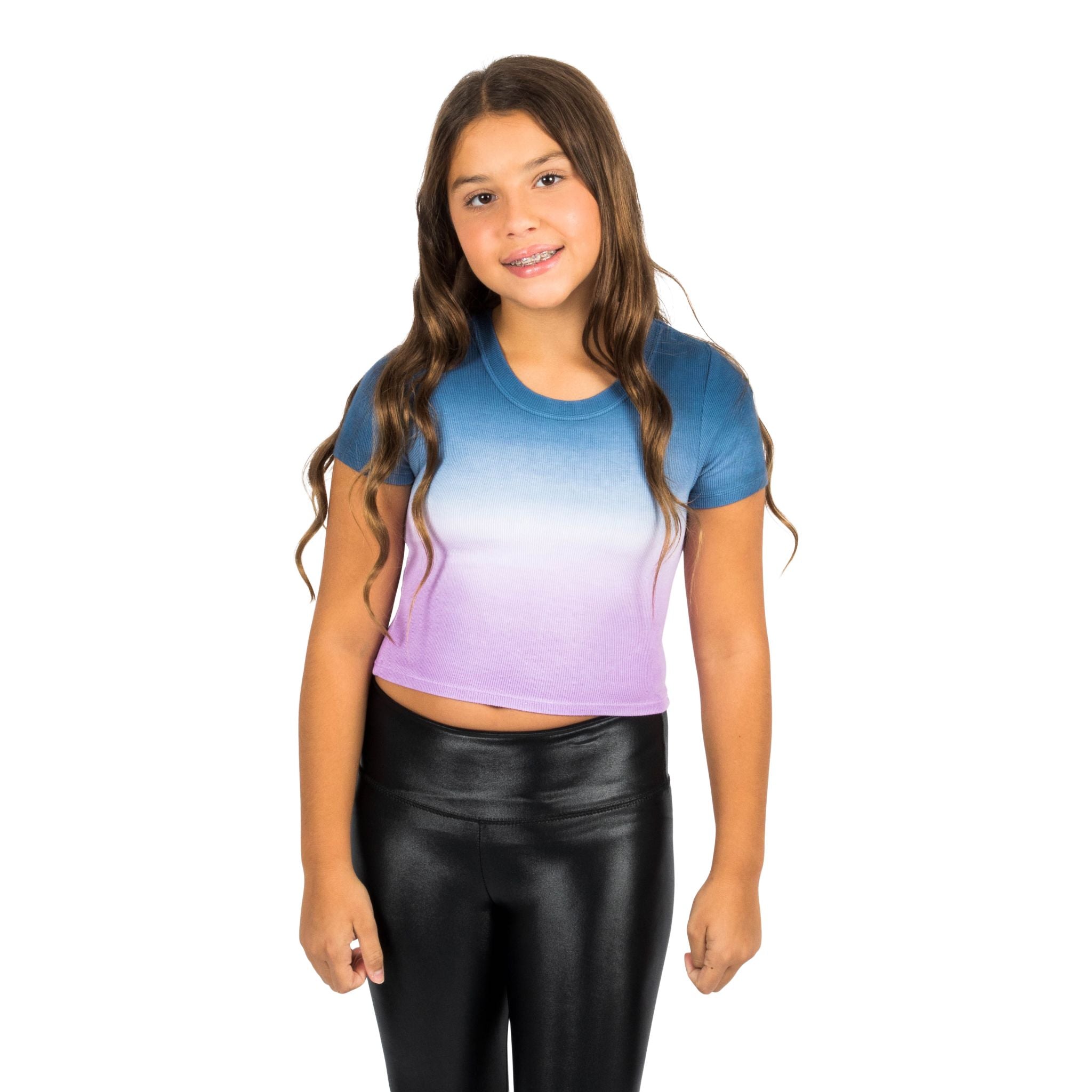 Livi Sienna Purple Dip Dye Rib Tee - Denny's