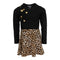 Long Sleeve Swing Dress with Gold Hearts & Leopard Bottom - Denny's