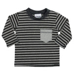 Long Sleeve Charcoal Stripe w Heather Pocket - Denny's