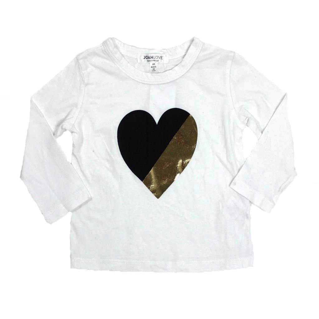 Long Sleeve Tee White Gold Heart - Denny's