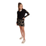 Long Sleeve Cropped Top with Gold Skulls on Arm - Denny's