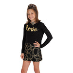 Long Sleeve Crop Top with Gold Love - Denny's