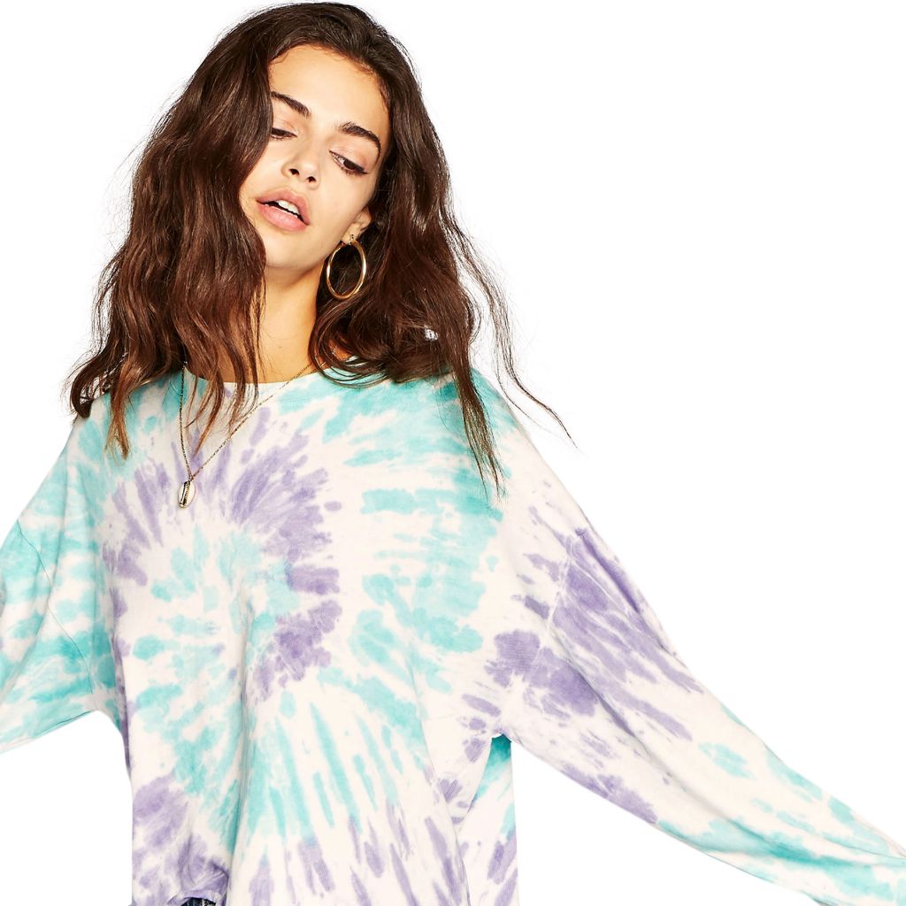 Long Sleeve Two Color Spiral Crop Crew - Denny's