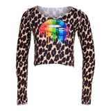 Long Sleeve Crop Cheetah Lips - Denny's