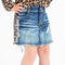 Denim Frey Bottom Skirt with Leopard Stripe - Denny's