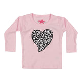Long Sleeve Pink Tee Leopard Heart - Denny's