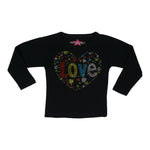 Long Sleeve Tee With Love Rhinestones - Denny's