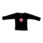 Long Sleeve Black Tee with Pink Star - Denny's