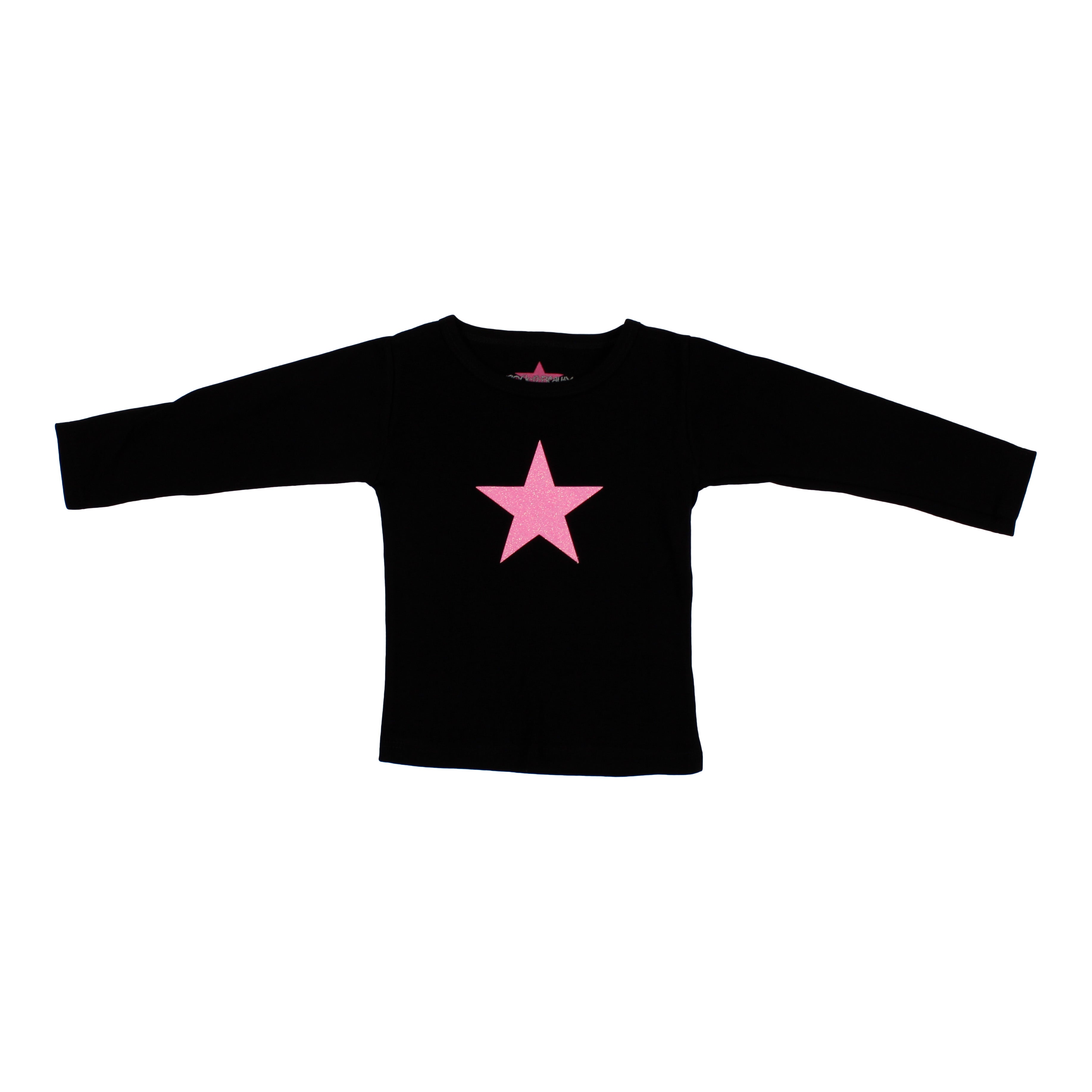 Long Sleeve Black Tee with Pink Star - Denny's