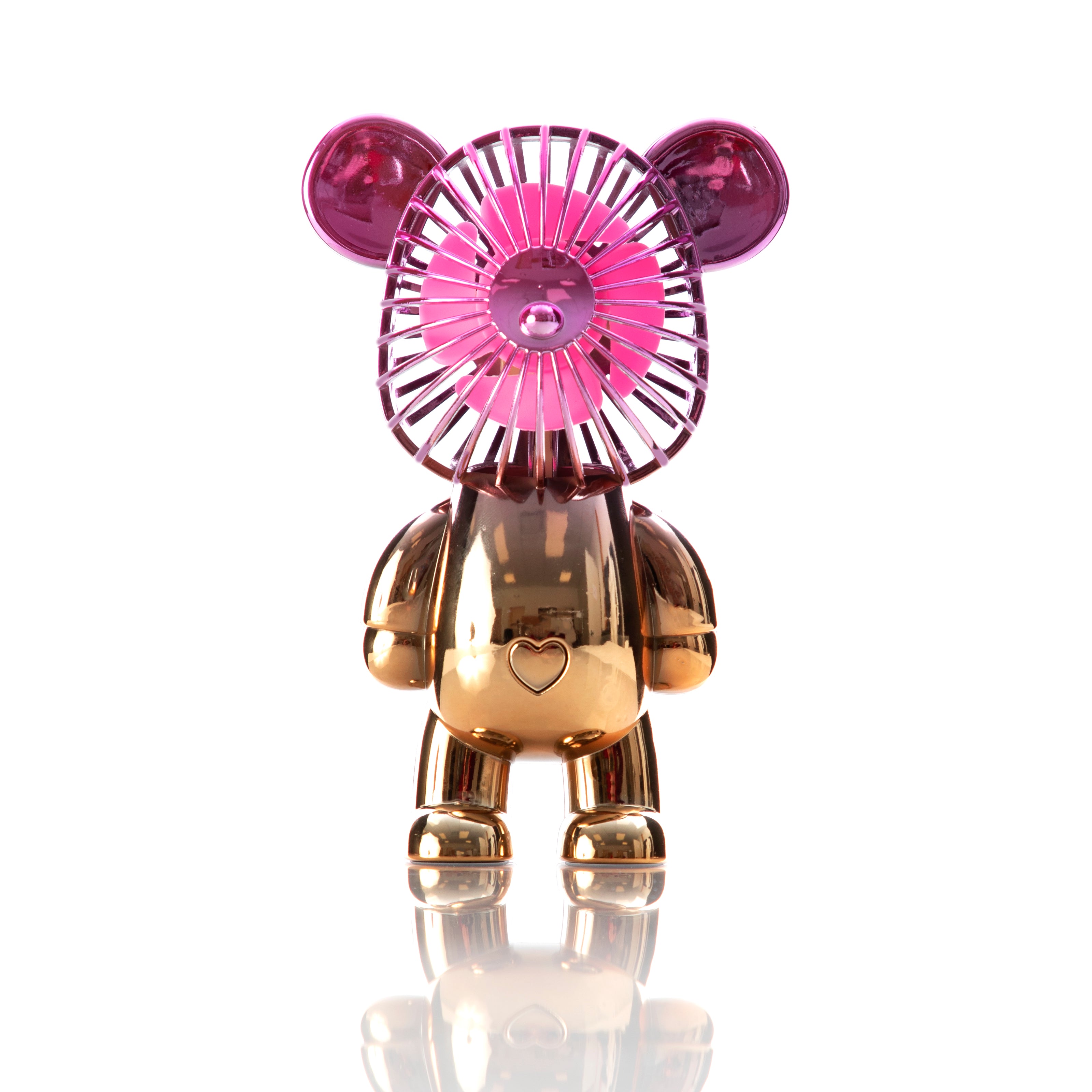 Metallic Pink & Yellow Bear Fan - Denny's