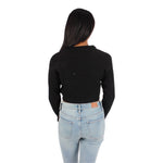 Long Sleeve Stripe Crew Crop Sweater - Denny's