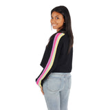 Long Sleeve Stripe Sleeve Crew Sweater - Denny's