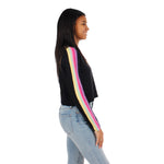 Long Sleeve Stripe Sleeve Crew Sweater - Denny's