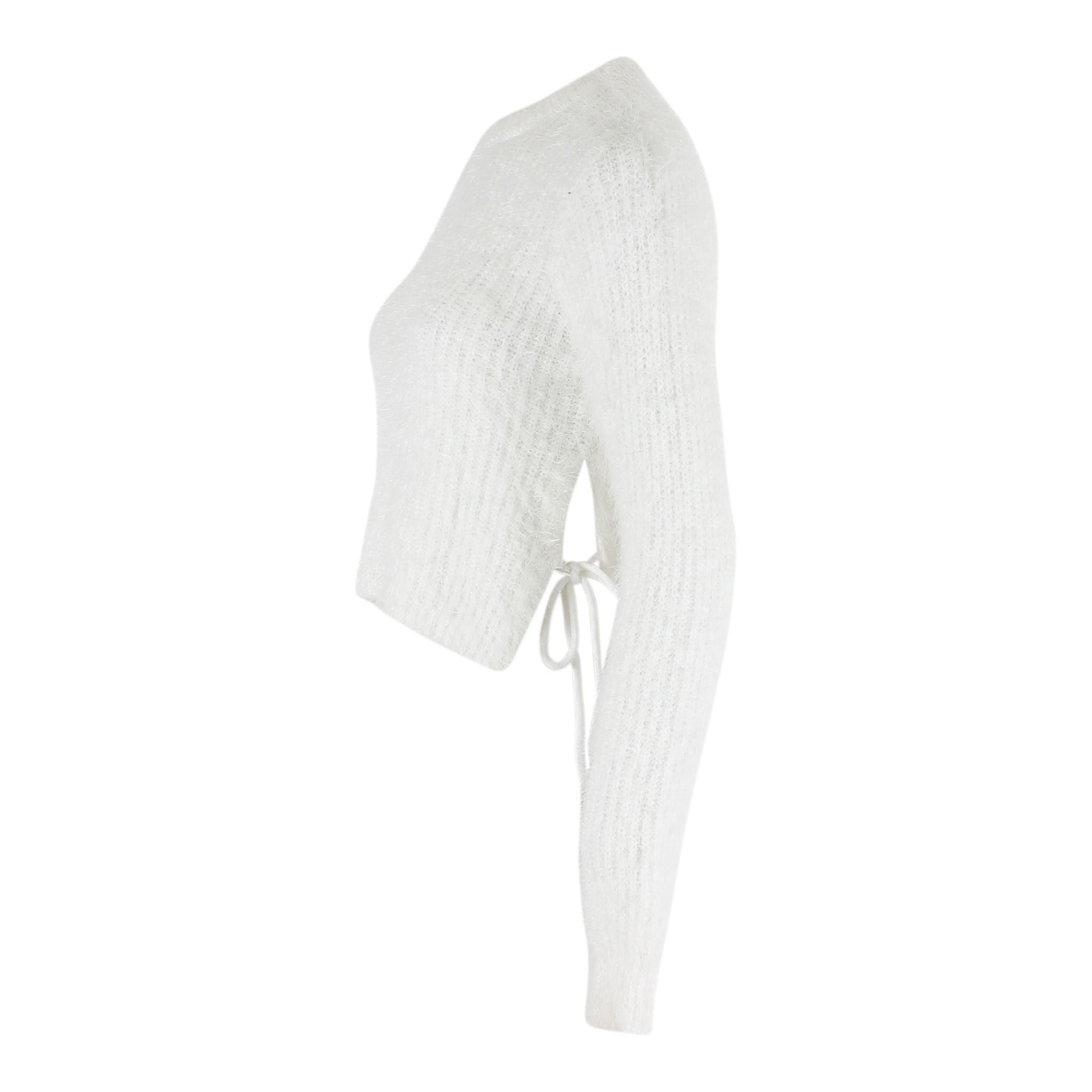 Long Sleeve Side Tie Crew Sweater - Denny's