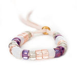 Silver, Pink and Purple Metallic Beaded Bracelet - Denny's