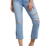 Mid Rise Mini Slit Flare Crop - Denny's