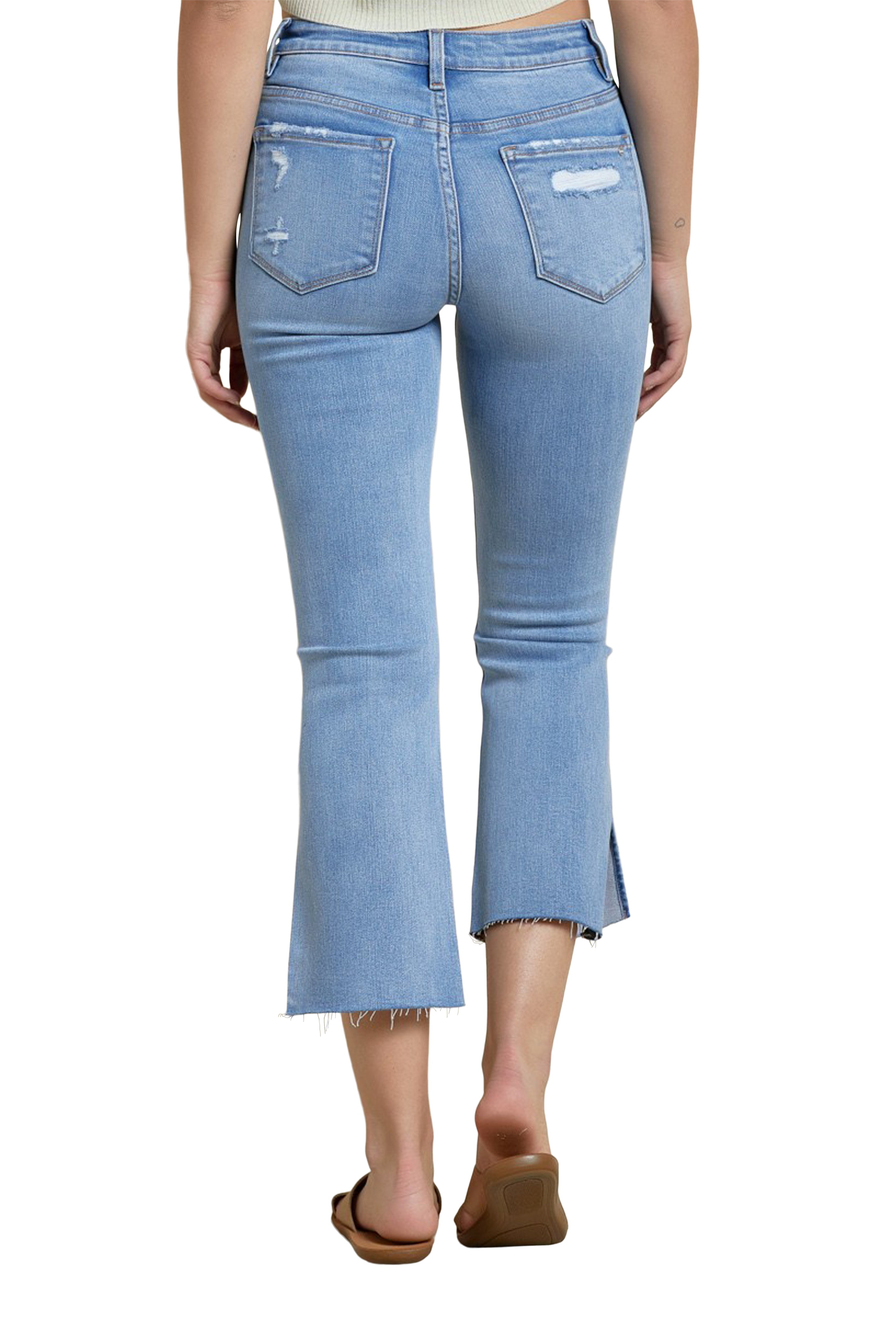 Mid Rise Mini Slit Flare Crop - Denny's