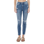 Mid Rise Repaired Patch Skinny Jean - Denny's