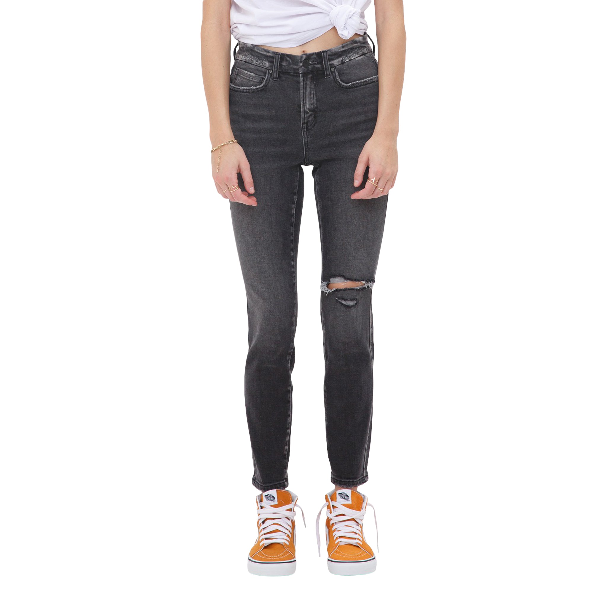 Mid Rise Ripped Ankle Skinny - Denny's