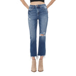High Rise Side Slit Crop Straight - Denny's