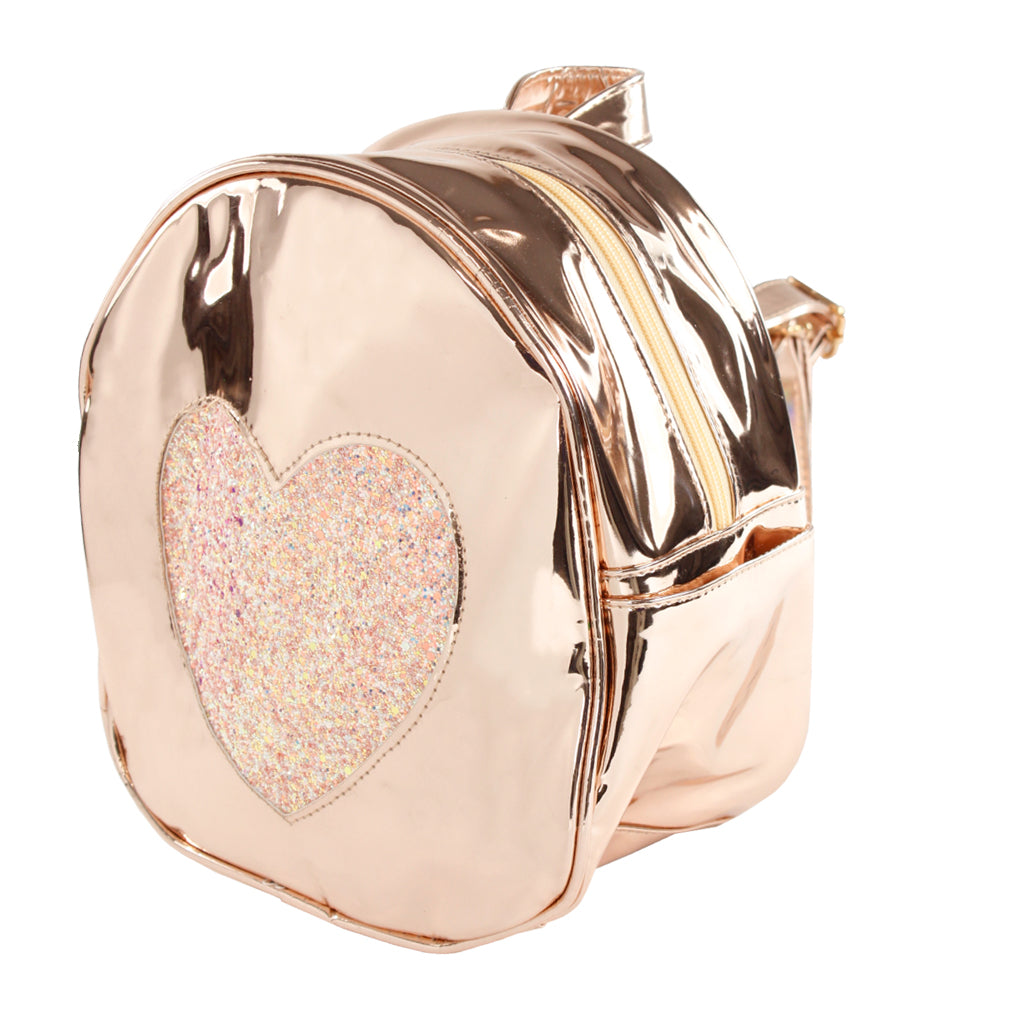 Rose Gold and Pink Glitter Mini Heart Backpack - Denny's
