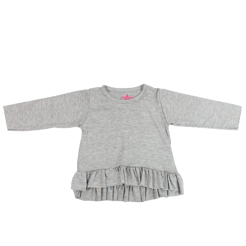 Long Sleeve Hi Lo Ruffle Top - Denny's