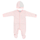 3 Piece Take Home Footie Pink and Grey Stripe - Denny's